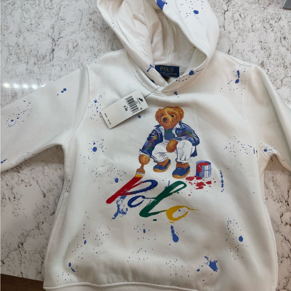 Polo by Ralph Lauren Kids White Hoodie with Bear Print